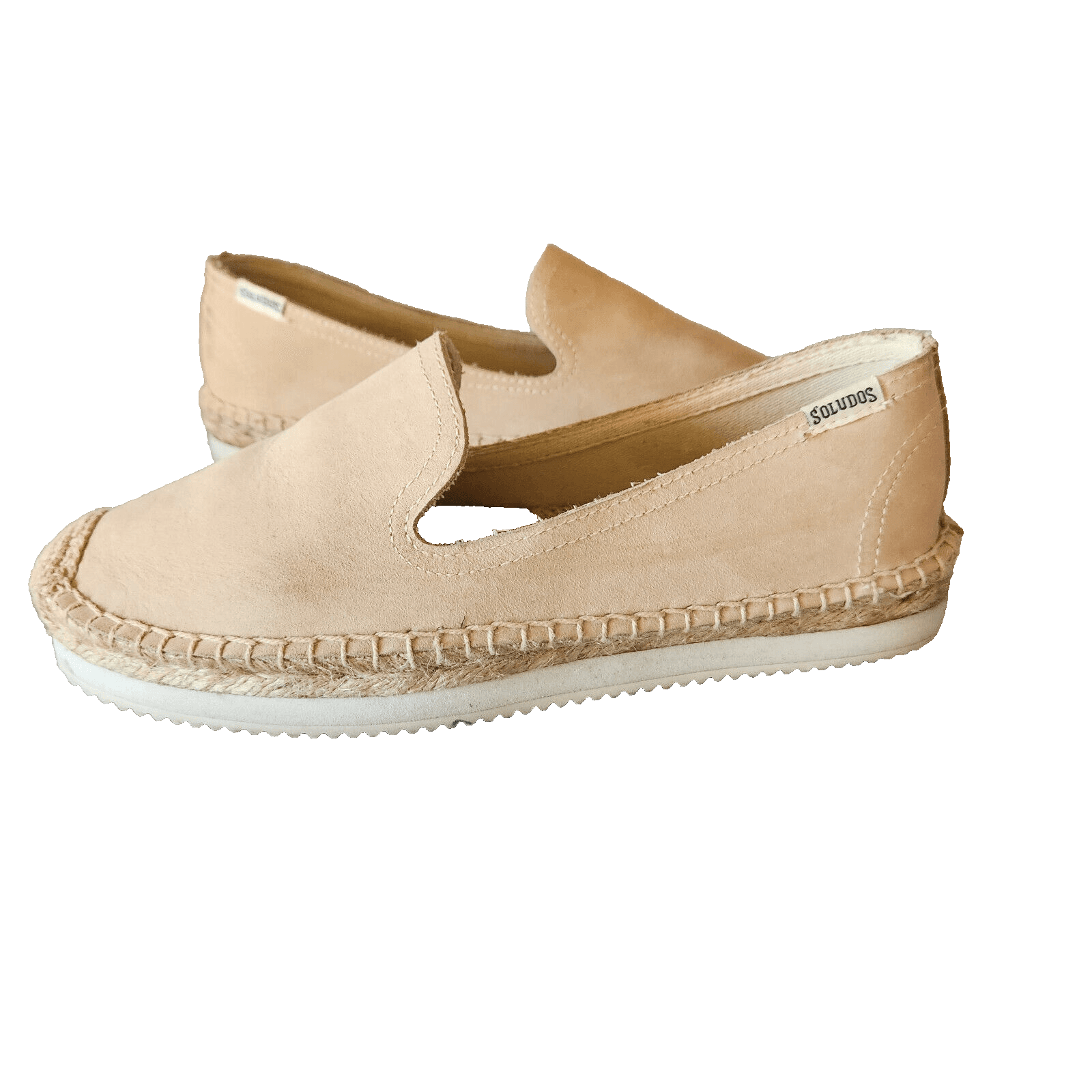 Soludos Leather Espadrilles Smoking Slipper Mix Sole Cap Platform Beige US6.5 - Thumbnail 4