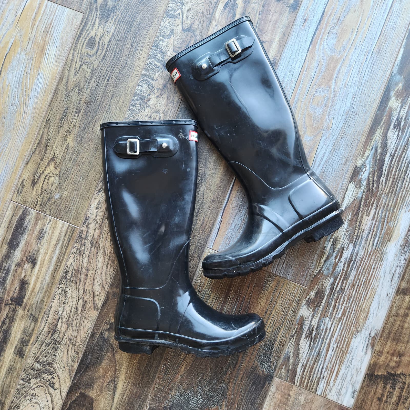 HUNTER Original Tall Gloss Rain Boots Waterproof Rubber Black Unisex EU38 W7 M6 - Thumbnail 8