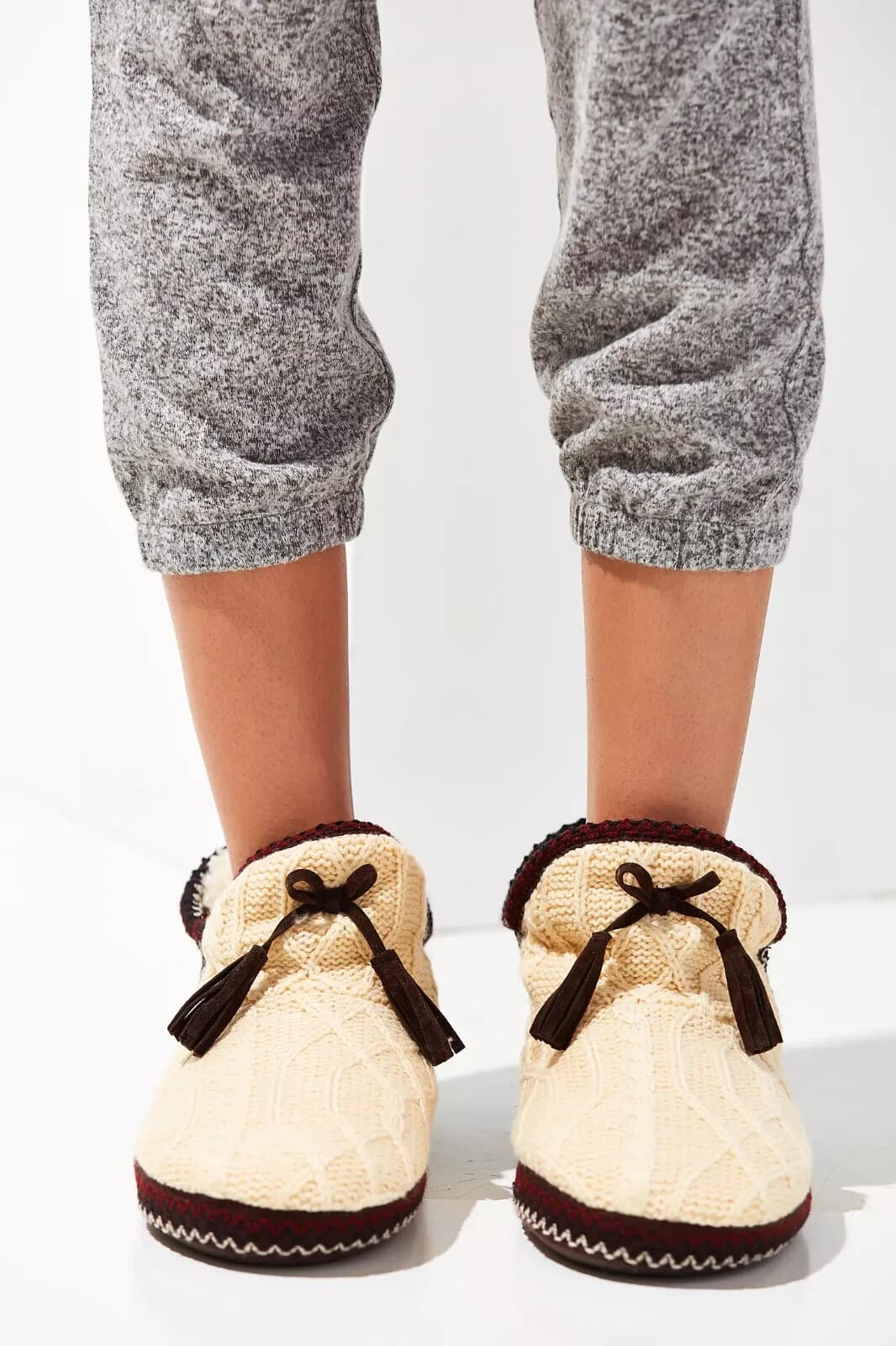 MUK LUKS Amira Fuzzy Fair Isle Cable Knit Bootie Slipper Fleece Lined Sz.US9-10 - Thumbnail 6
