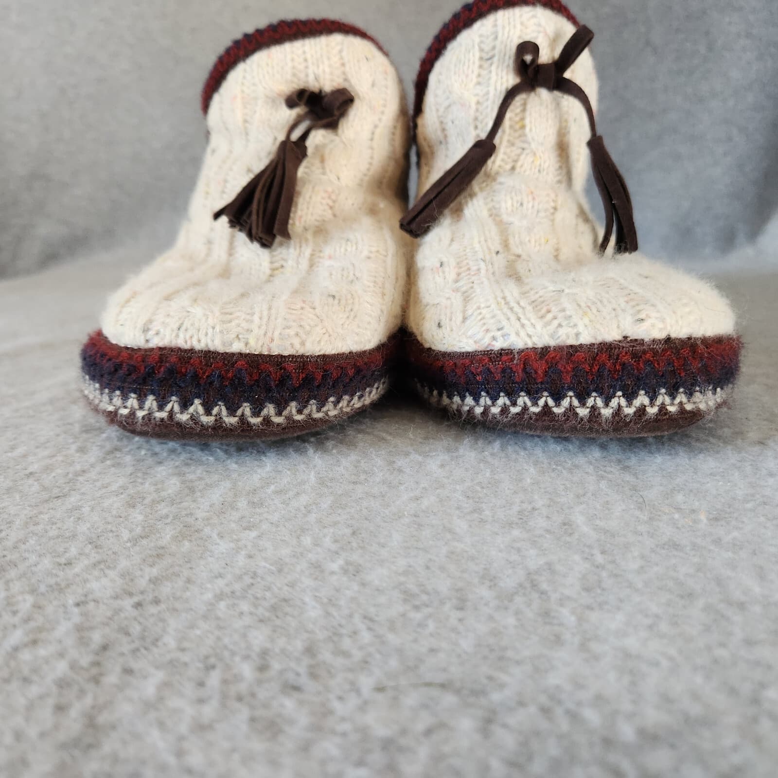 MUK LUKS Amira Fuzzy Fair Isle Cable Knit Bootie Slipper Fleece Lined Sz.US9-10 - Thumbnail 12