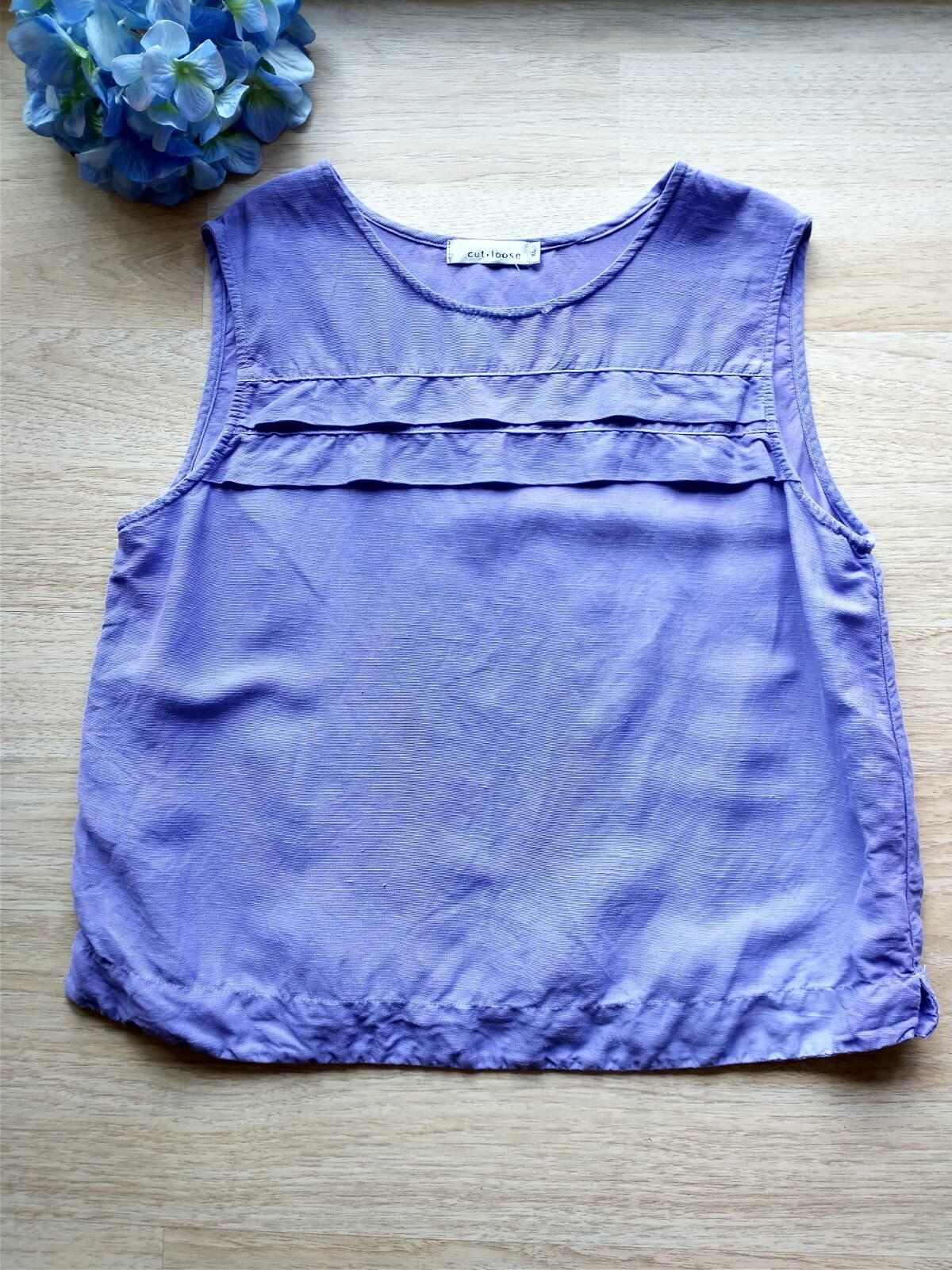Cut Loose Linen Blend Tunic Top Sleeveless Scoop Neck Purple Women Sz.XL - Thumbnail 4