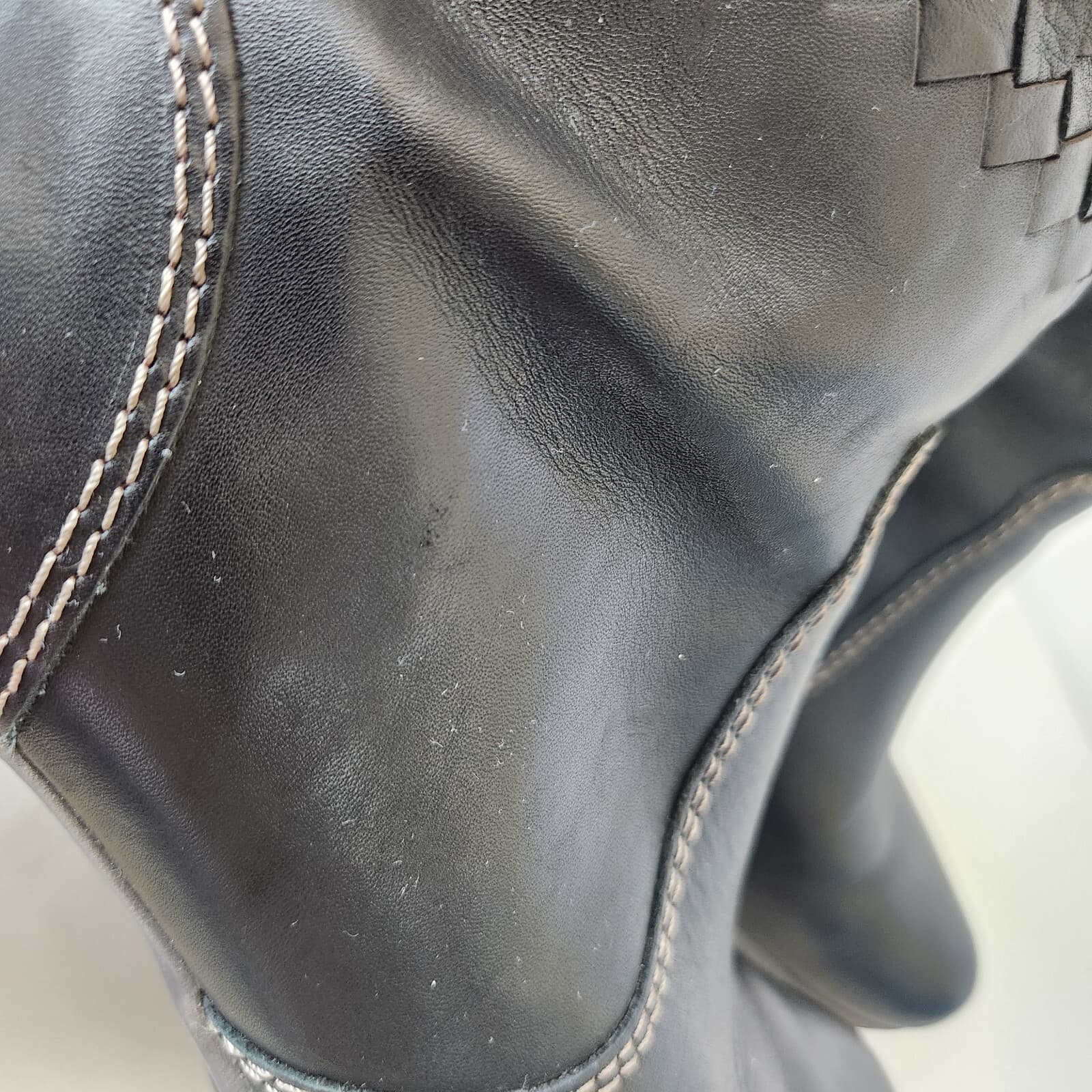 Pikolinos Black Leather Woven Detail Ankle Bootie 3" Block Heel Side-Zipper EU39 - Thumbnail 9