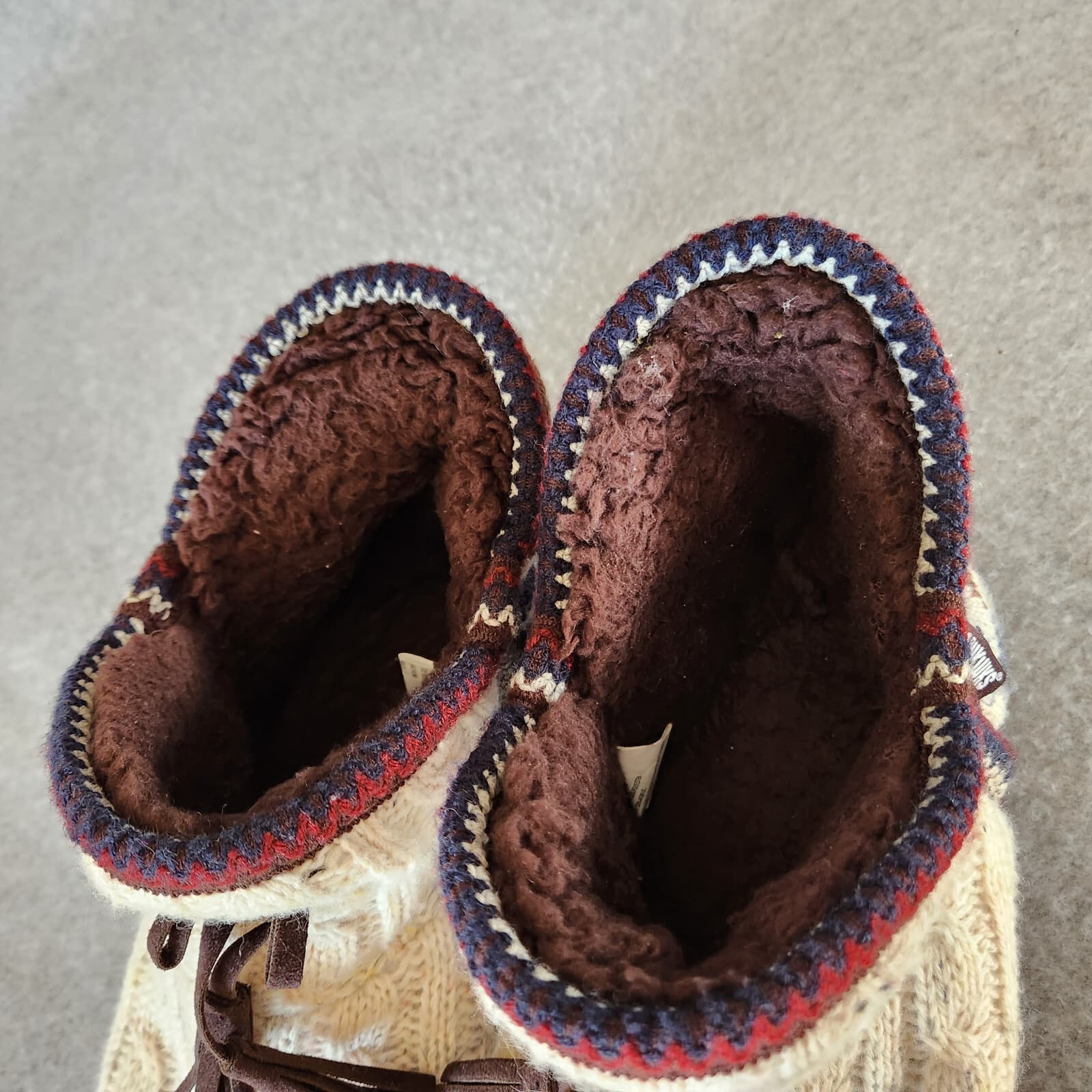 MUK LUKS Amira Fuzzy Fair Isle Cable Knit Bootie Slipper Fleece Lined Sz.US9-10 - Thumbnail 16