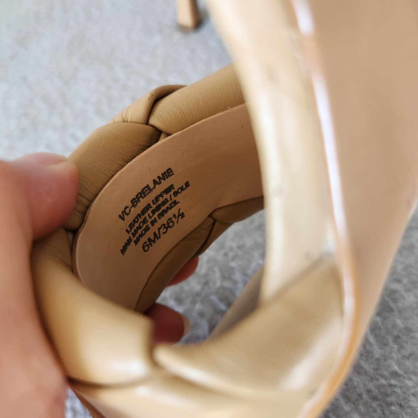 Vince Camuto Brelanie Braided Leather 3.5 Inches Heel Mule Sandal Beige US6M - Thumbnail 10