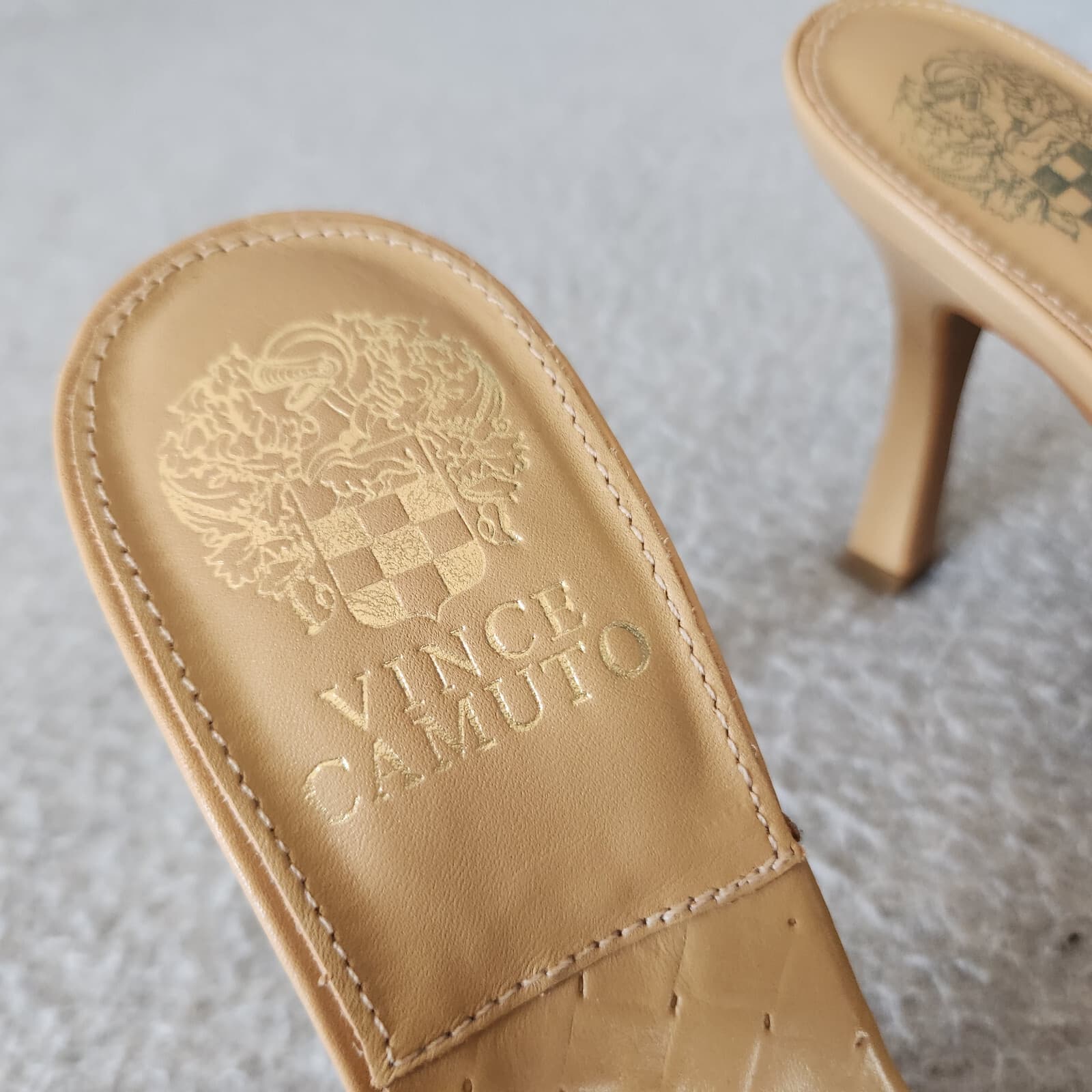 Vince Camuto Brelanie Braided Leather 3.5 Inches Heel Mule Sandal Beige US6M - Thumbnail 9