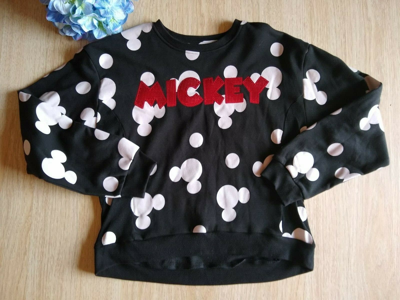 Disney MICKEY Knit Sweatshirt Pullover Long Sleeve Black Sequin-Embellished Sz.X - Thumbnail 2
