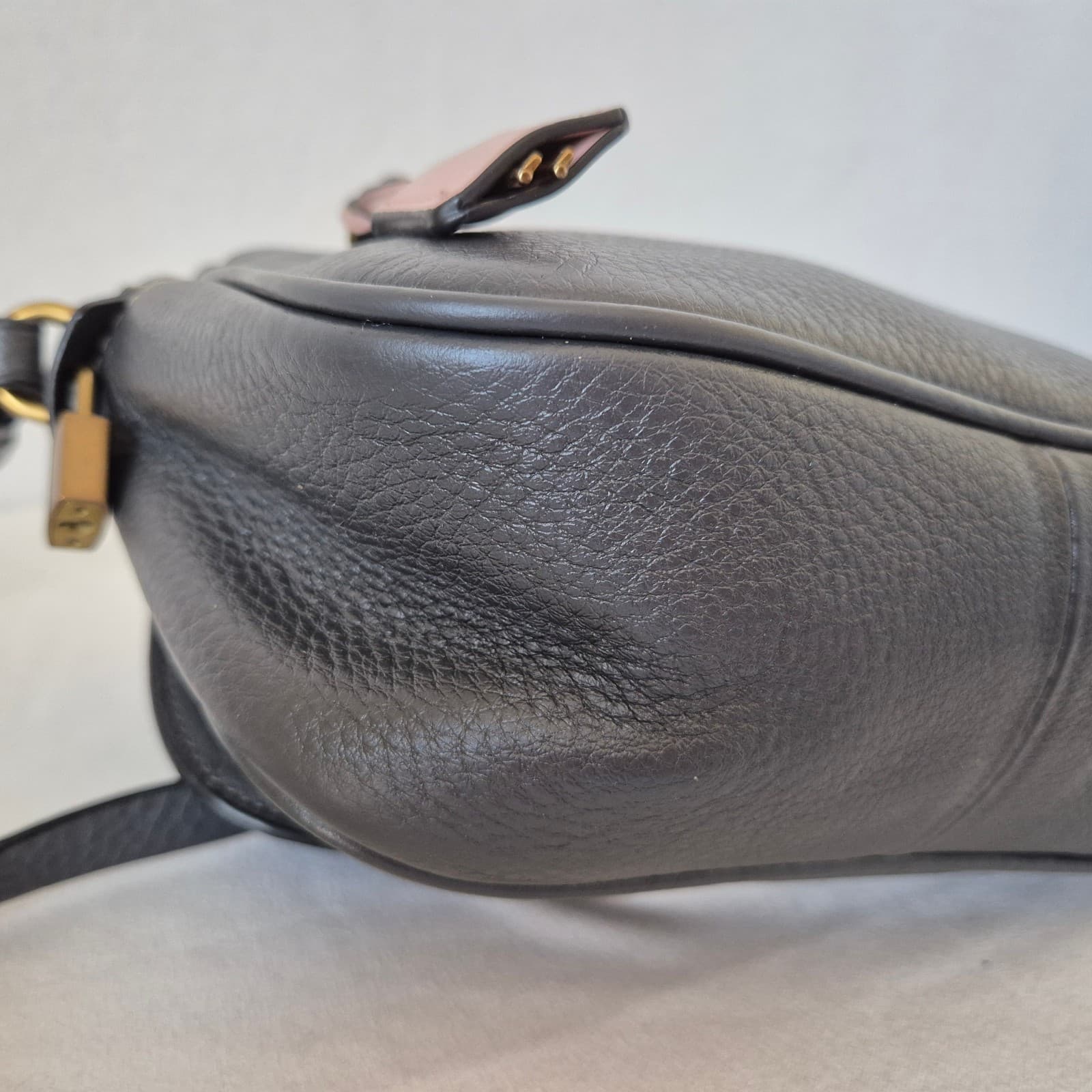J.Crew Signet Flap Crossbody Bag Dark Gray Pebbled Italian Leather #G7344 - Thumbnail 7