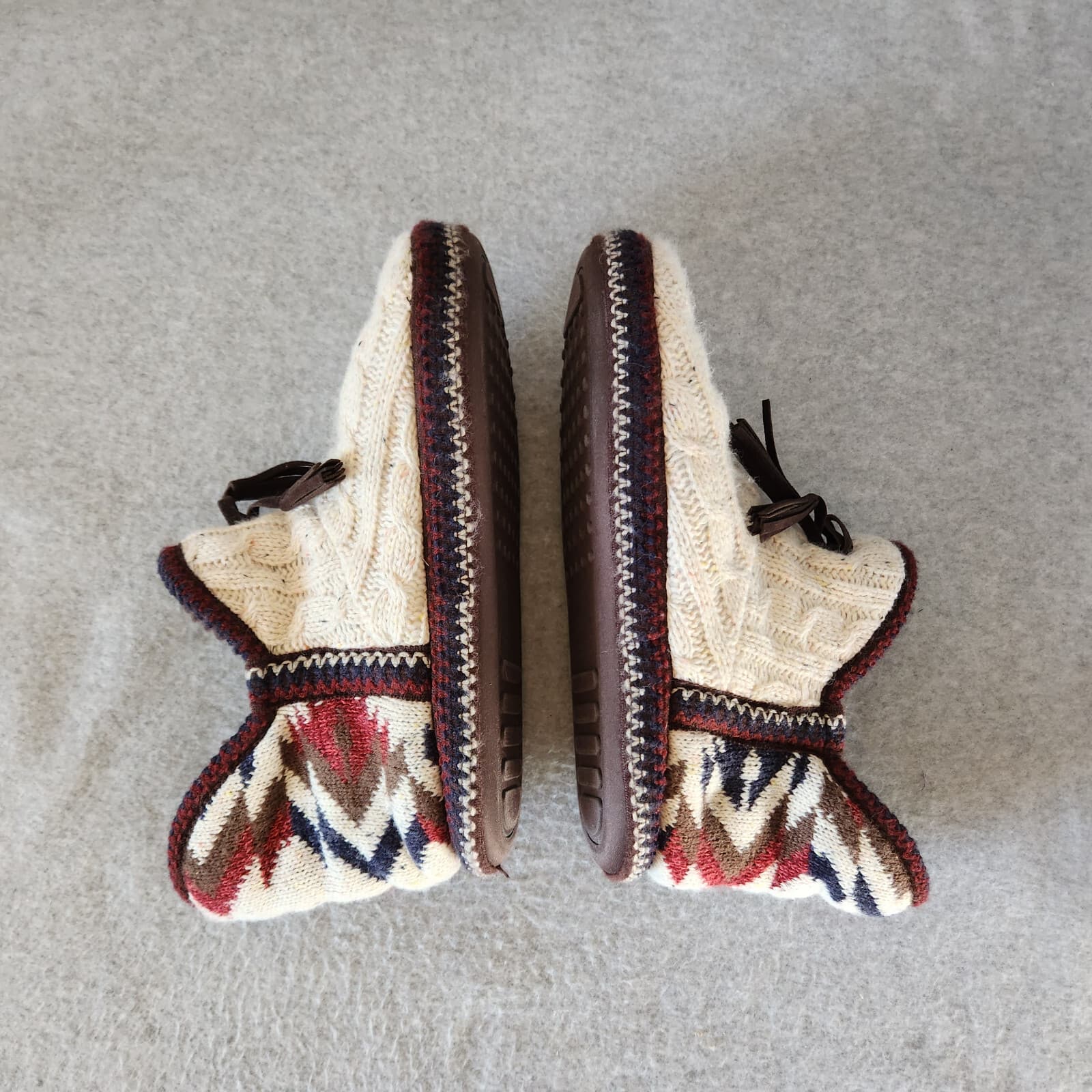 MUK LUKS Amira Fuzzy Fair Isle Cable Knit Bootie Slipper Fleece Lined Sz.US9-10 - Thumbnail 8