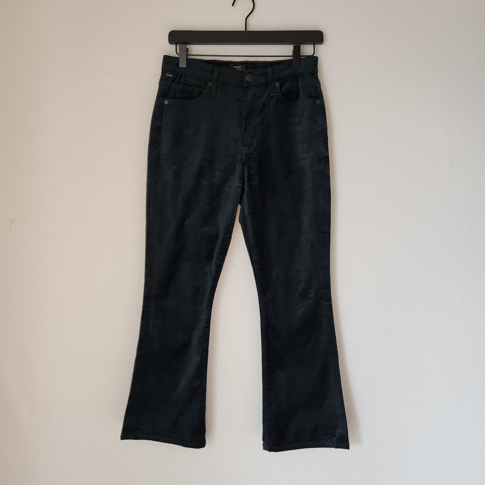 Citizens of Humanity Demy Plush Velvet Cropped Flare Pants Midnight Green Sz.26 - Thumbnail 2
