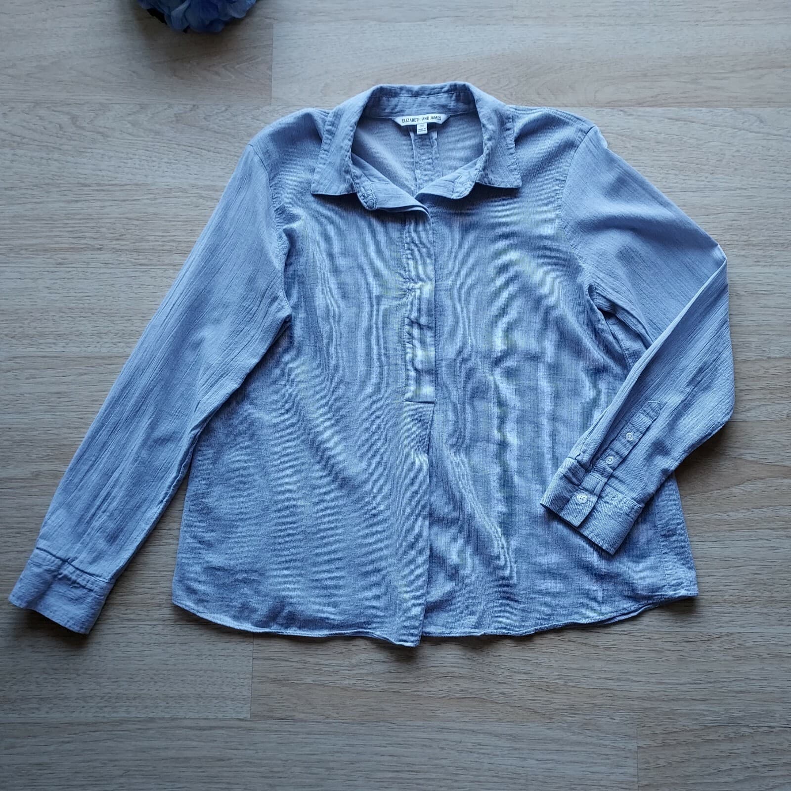 ELIZABETH AND JAMES Top Shirt Long Sleeve Pullover Button Cotton Blue Women Sz.M - Thumbnail 6