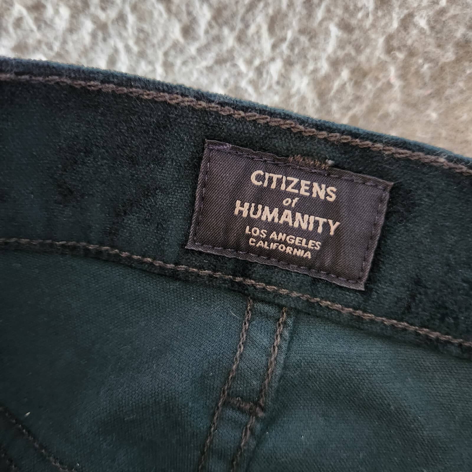 Citizens of Humanity Demy Plush Velvet Cropped Flare Pants Midnight Green Sz.26 - Thumbnail 9