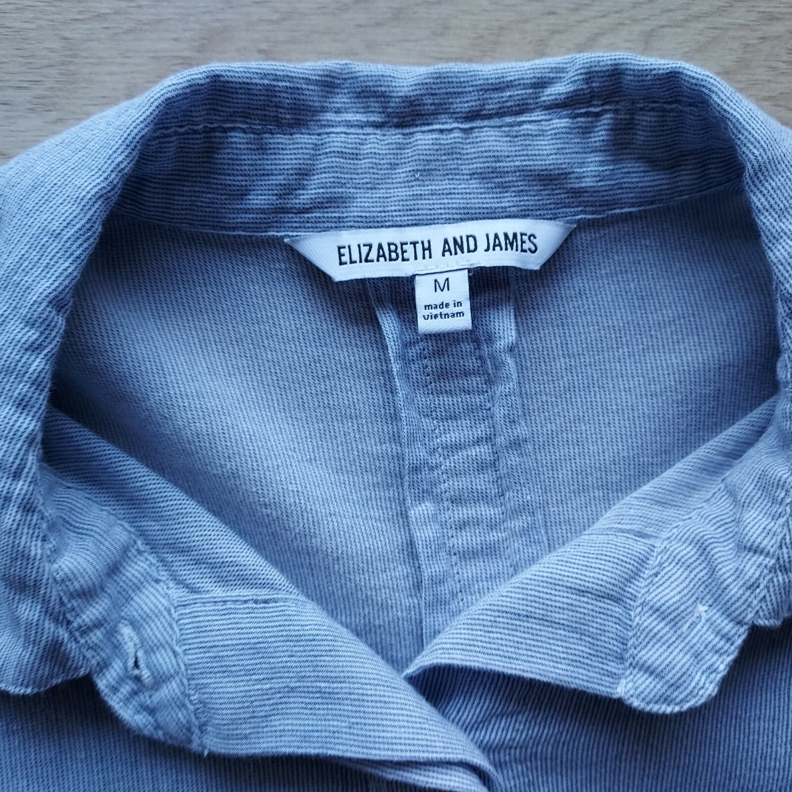 ELIZABETH AND JAMES Top Shirt Long Sleeve Pullover Button Cotton Blue Women Sz.M - Thumbnail 8