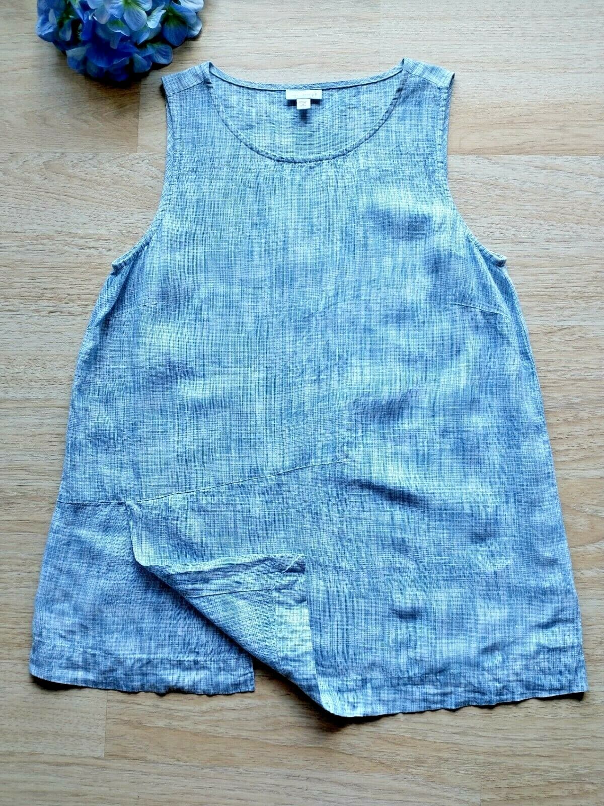 NWoT Pure Jill 100% Linen Wrap Tunic Top Sleeveless Blue Agate White Sz.MP - Thumbnail 4