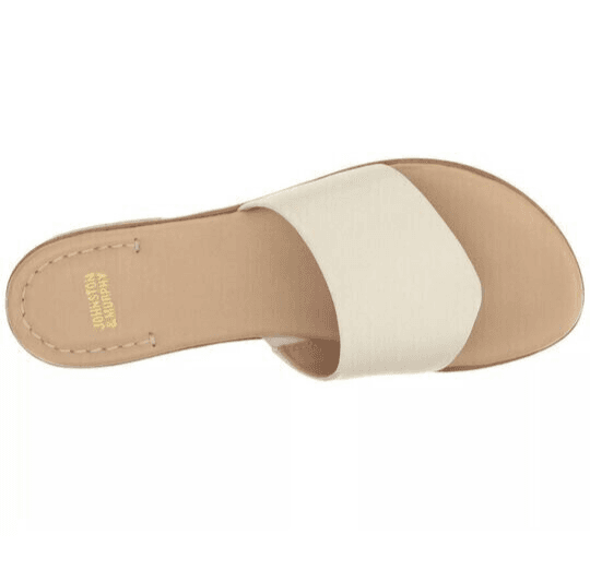 Johnston & Murphy Leather Flat Sandal Thong Cushion Ivory-Beige Women US8M - Thumbnail 4
