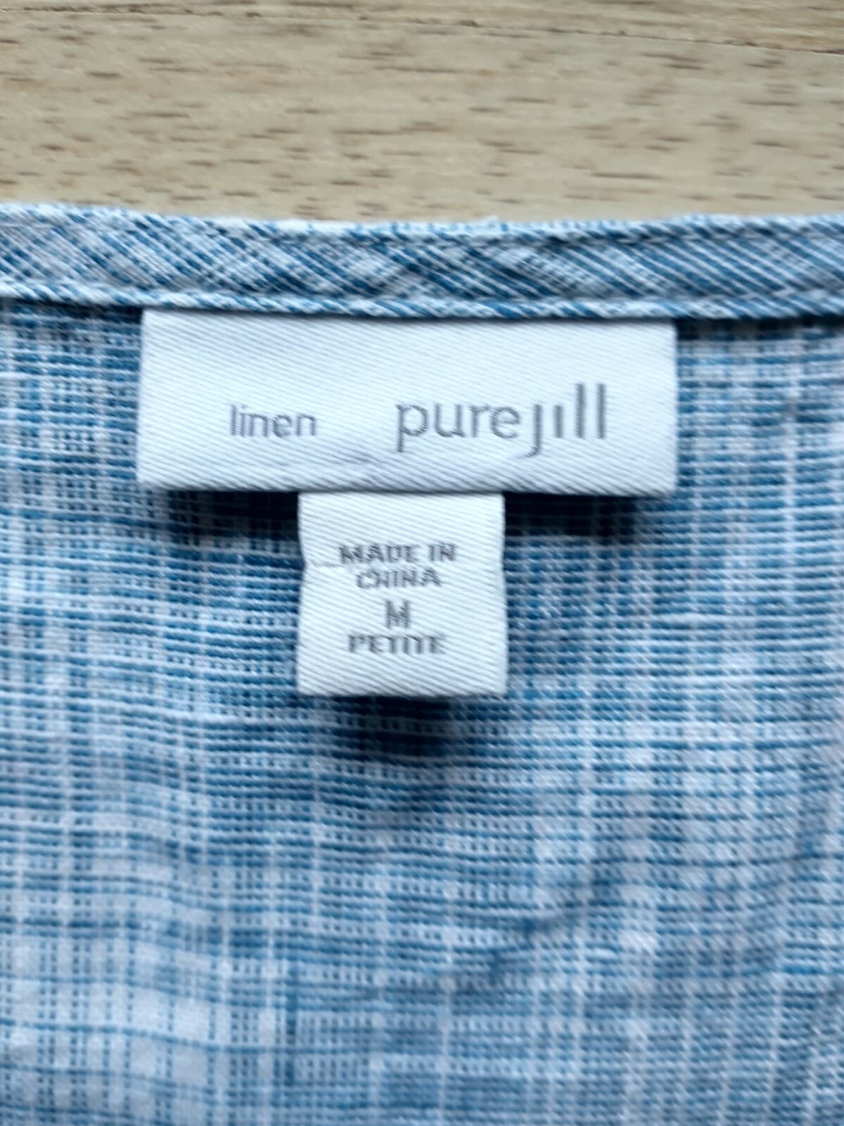 NWoT Pure Jill 100% Linen Wrap Tunic Top Sleeveless Blue Agate White Sz.MP - Thumbnail 8