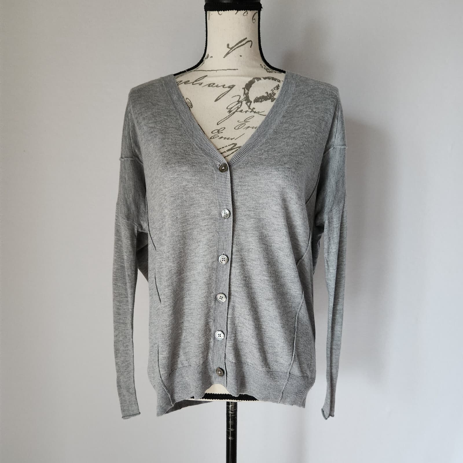 Vince Women's XS Rayon Cashmere Blend Cardigan Sweater Button-Up V-Neck Grey - Thumbnail 2