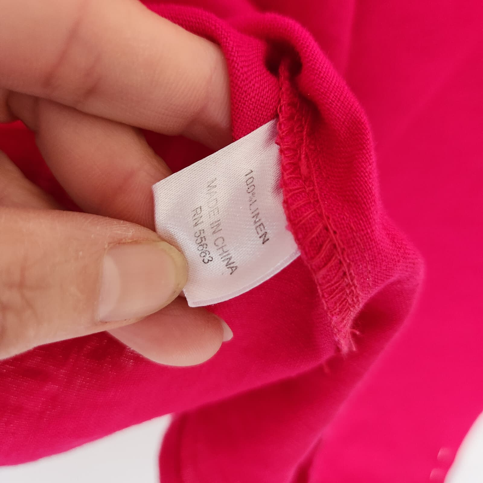 For Cynthia 100% Linen Key-Hole Top Drop Shoulder 3/4 Sleeve Pink Women's M - Thumbnail 7