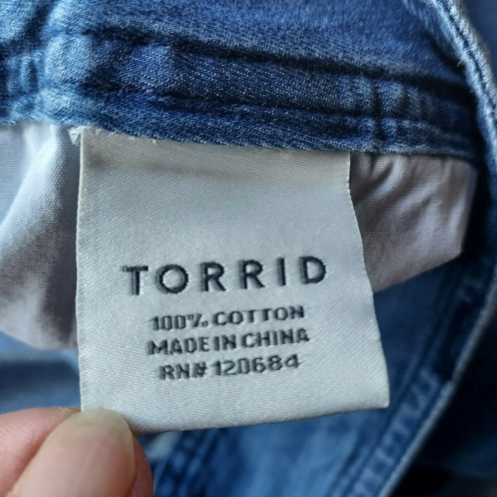Torrid Chambray 3" Shorts Zip Pocket Blue 100% Cotton Women Plus Size 20 - Thumbnail 7