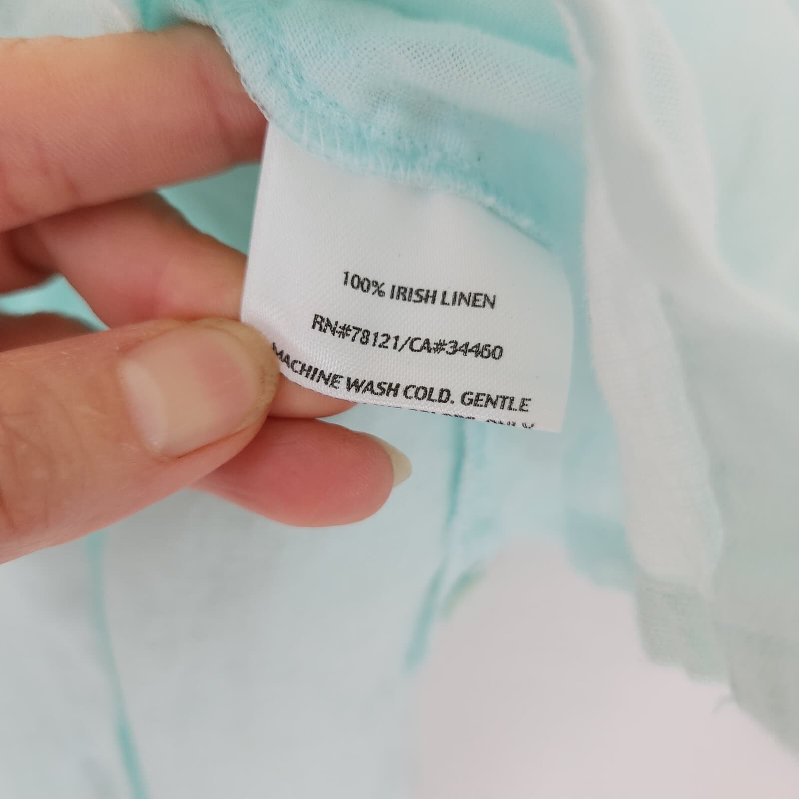 EILEEN FISHER 100% Linen Tunic Shirt Button-Down Long Sleeve Pale Green Womens L - Thumbnail 9