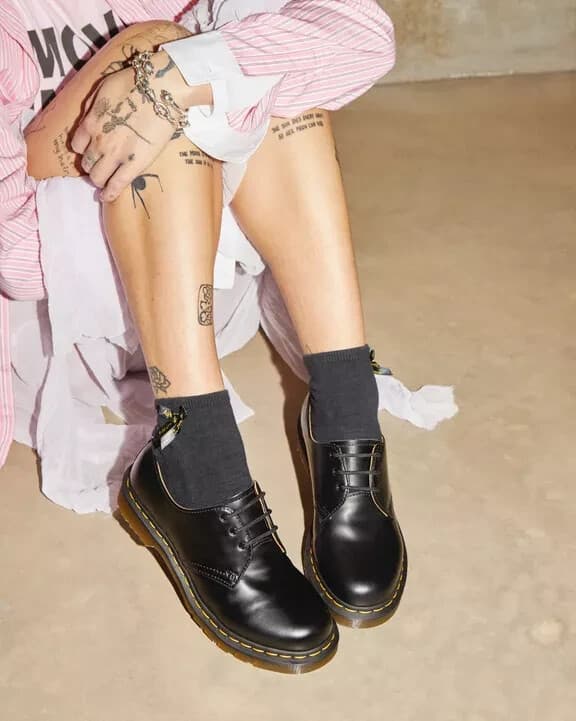 Dr. Martens Black Smooth Leather Classic Oxford Shoes Lace-Up Women's EU37 US6 - Thumbnail 4