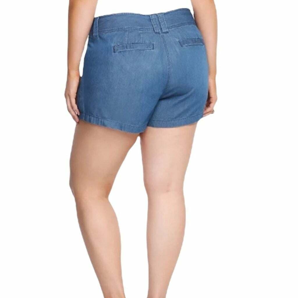 Torrid Chambray 3" Shorts Zip Pocket Blue 100% Cotton Women Plus Size 20 - Thumbnail 4