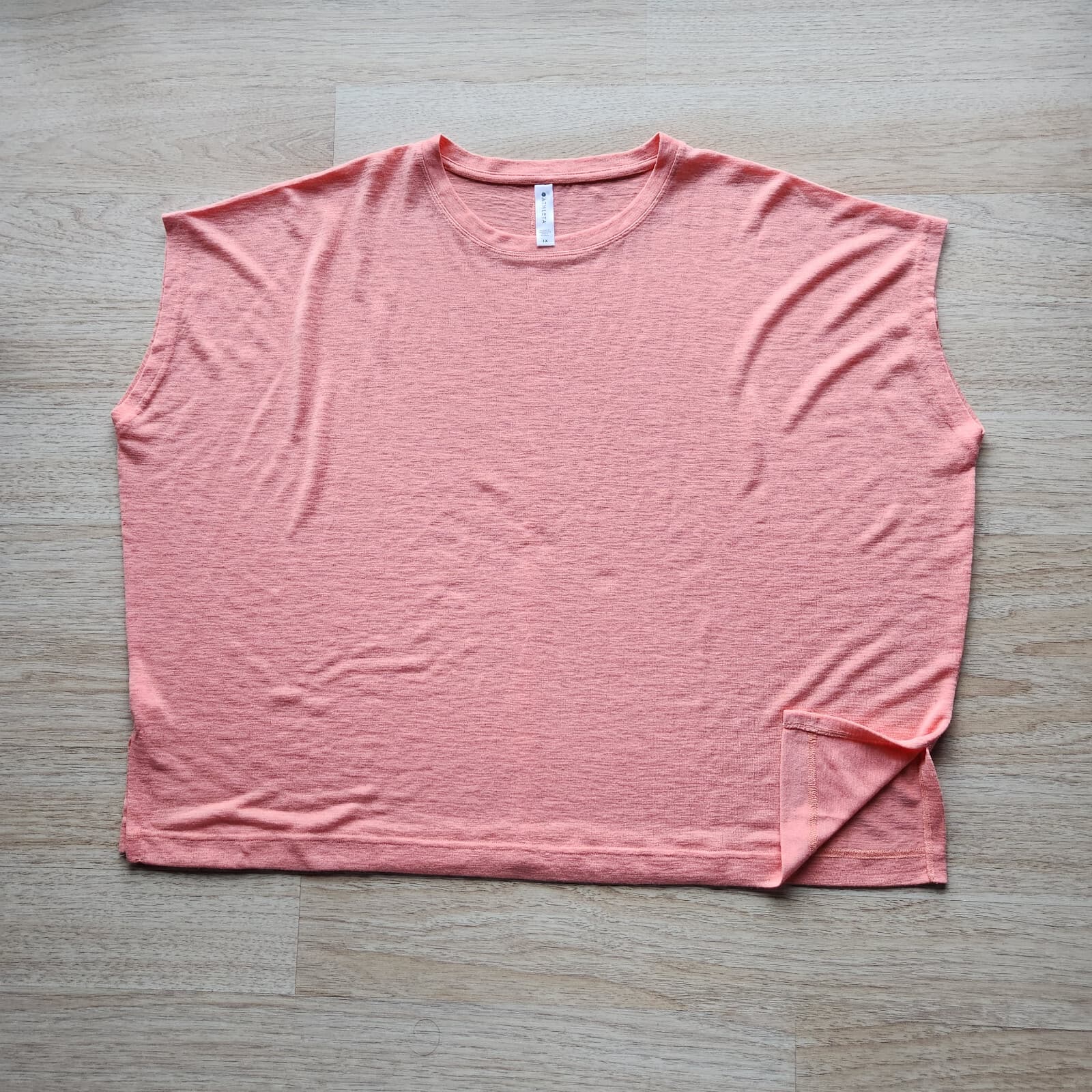 EUC Athleta Women's 1X Release Tee Activewear Drop Shoulder Modal Island Coral - Thumbnail 6
