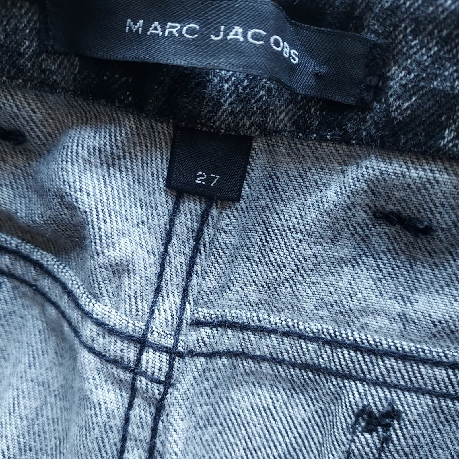 Marc Jacobs Checkboard High Rise Mom Jeans Front-Pleat Black Gray Women Sz.27 - Thumbnail 8