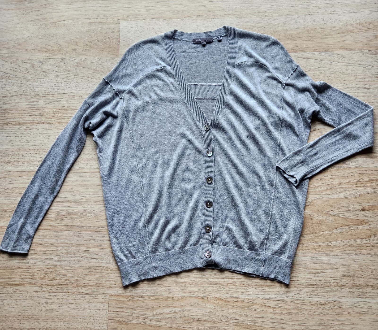 Vince Women's XS Rayon Cashmere Blend Cardigan Sweater Button-Up V-Neck Grey - Thumbnail 3
