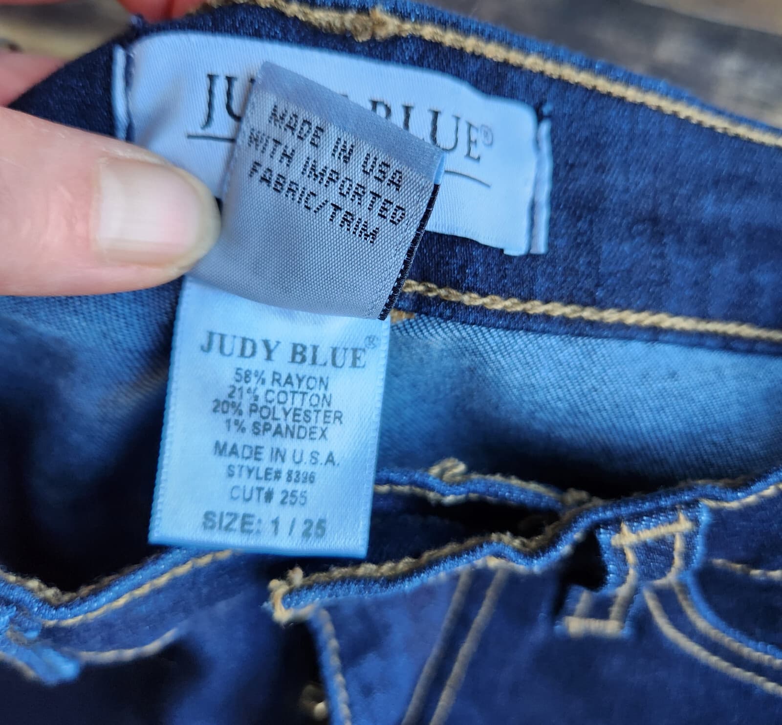 JUDY BLUE Tiffany High Rise Bell Bottom Flare Jean Raw Hem Stretch Blue Sz.1/25 - Thumbnail 10