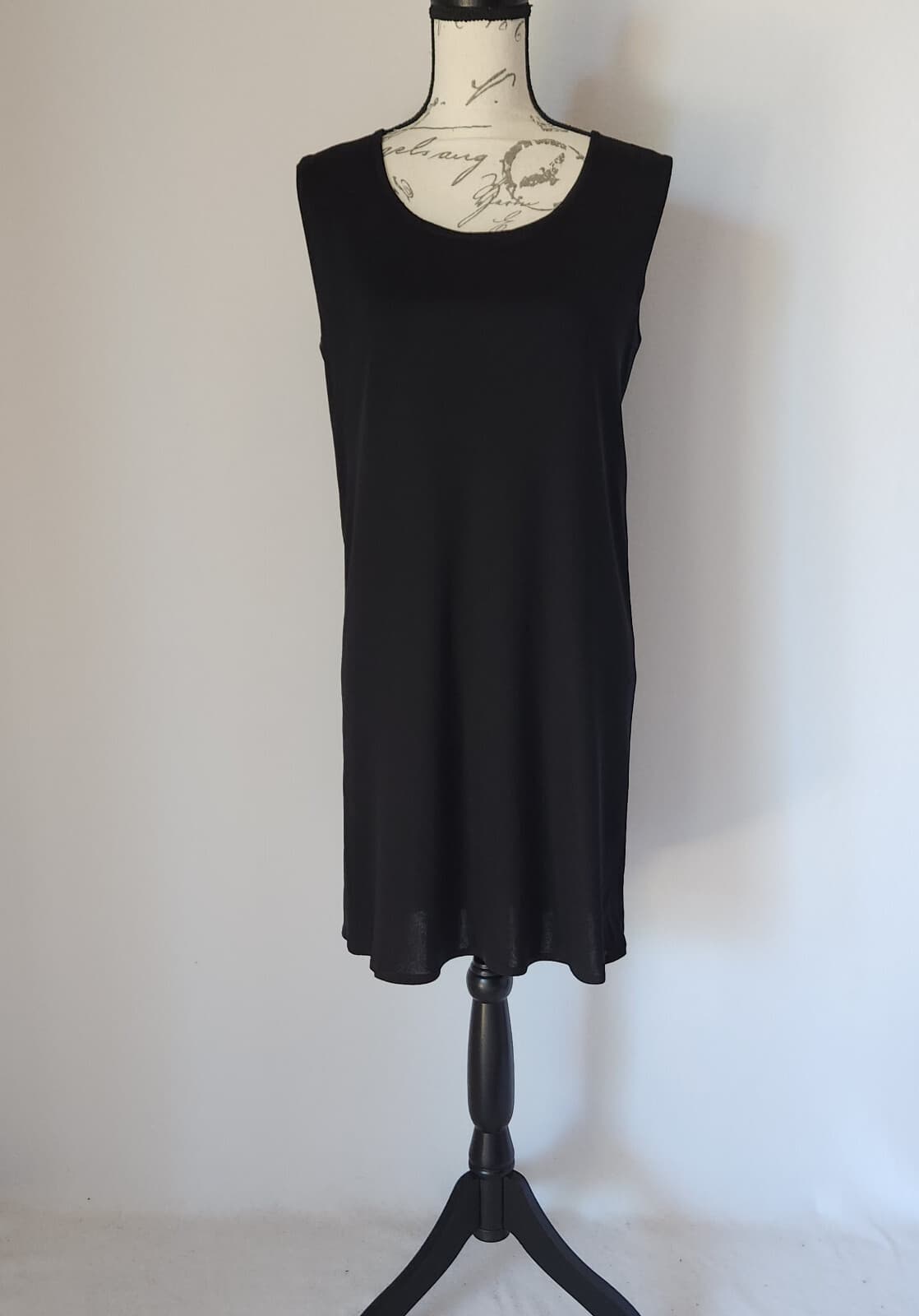 Exclusively Misook Ripped Knit Mini Tank-Dress Tunic Sleeveless Black Women's M - Thumbnail 3