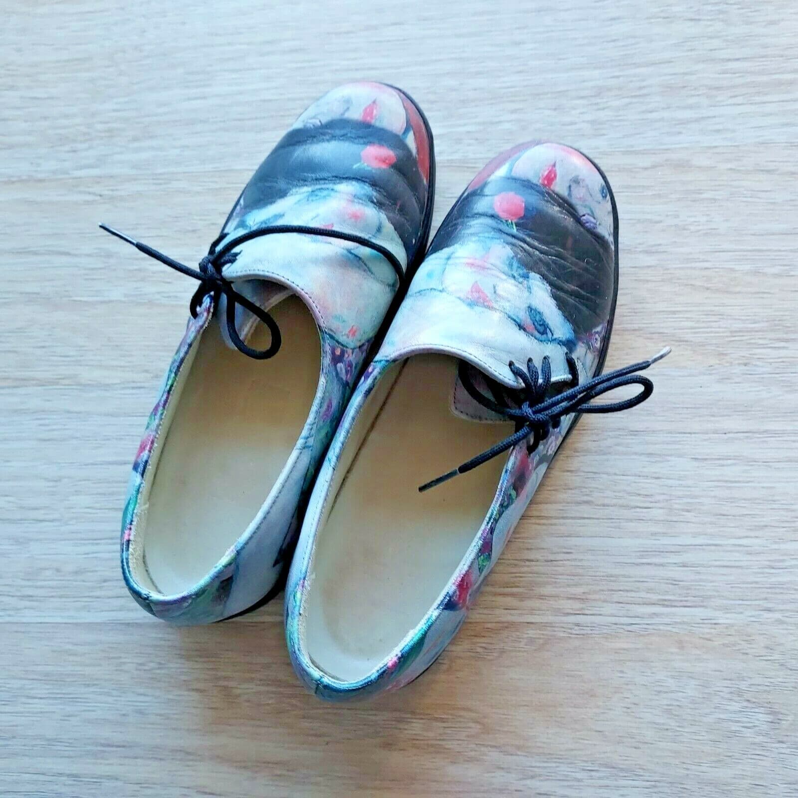 Jeon ICON Wearable Gustav Klimt Art Print Leather Loafers Women US5 Made in USA - Thumbnail 2
