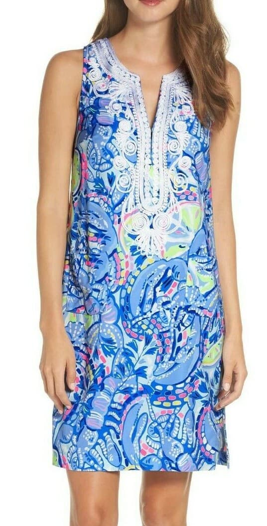 Lilly Pulitzer Carlotta Corded Lace Shift Dress Sleeveless Blue Peri Pinch Sz.4 - Thumbnail 7