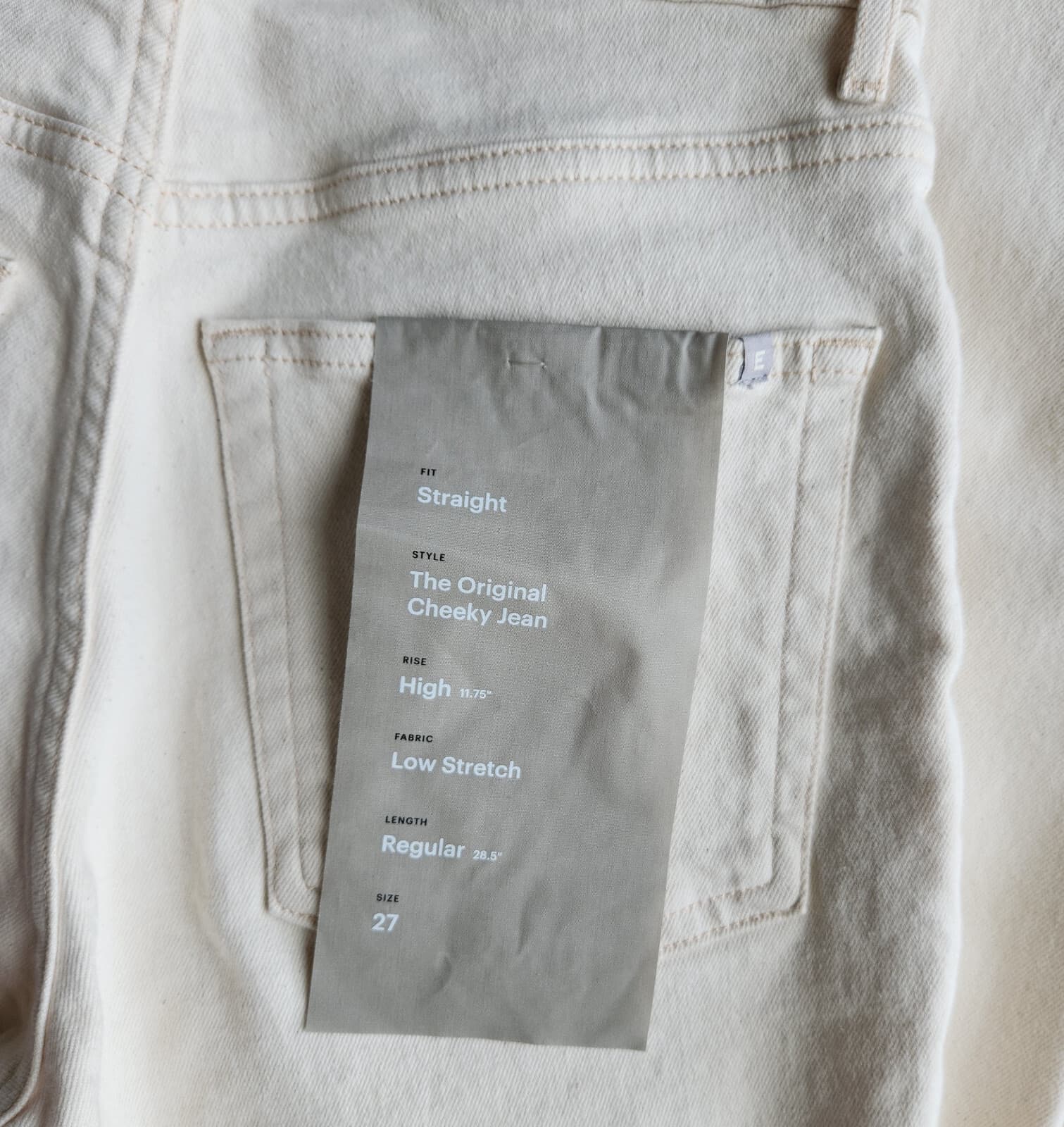 NWT EVERLANE The Original Cheeky Jean High Rise Straight Organic Cotton Cream 27 - Thumbnail 12