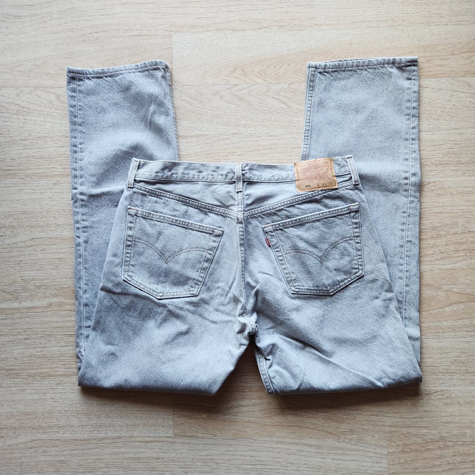 Vintage'90s Levi's 501 Made in USA Straight Leg Button Fly Jeans Grey Men 38x34 - Thumbnail 5