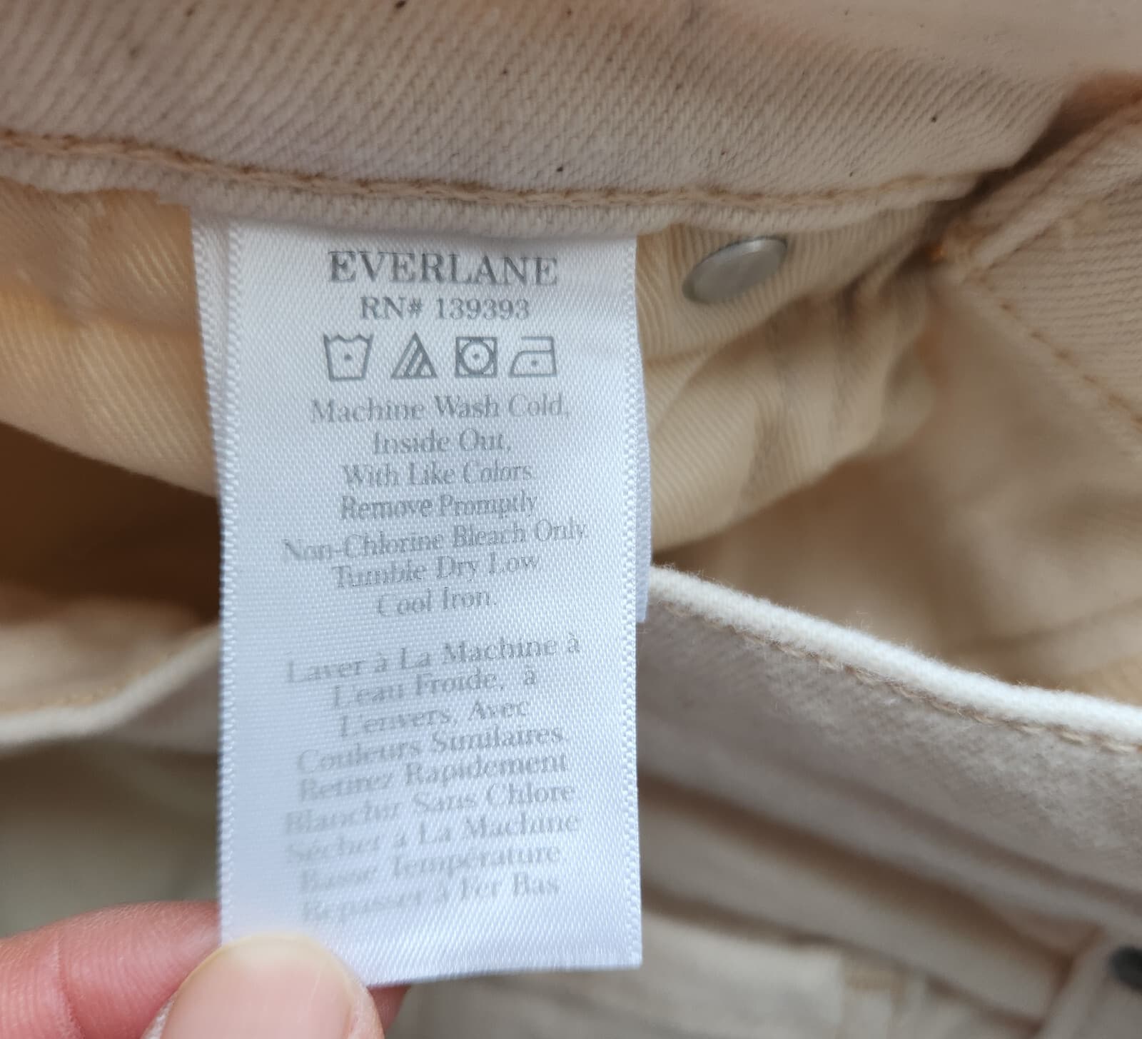 NWT EVERLANE The Original Cheeky Jean High Rise Straight Organic Cotton Cream 27 - Thumbnail 10