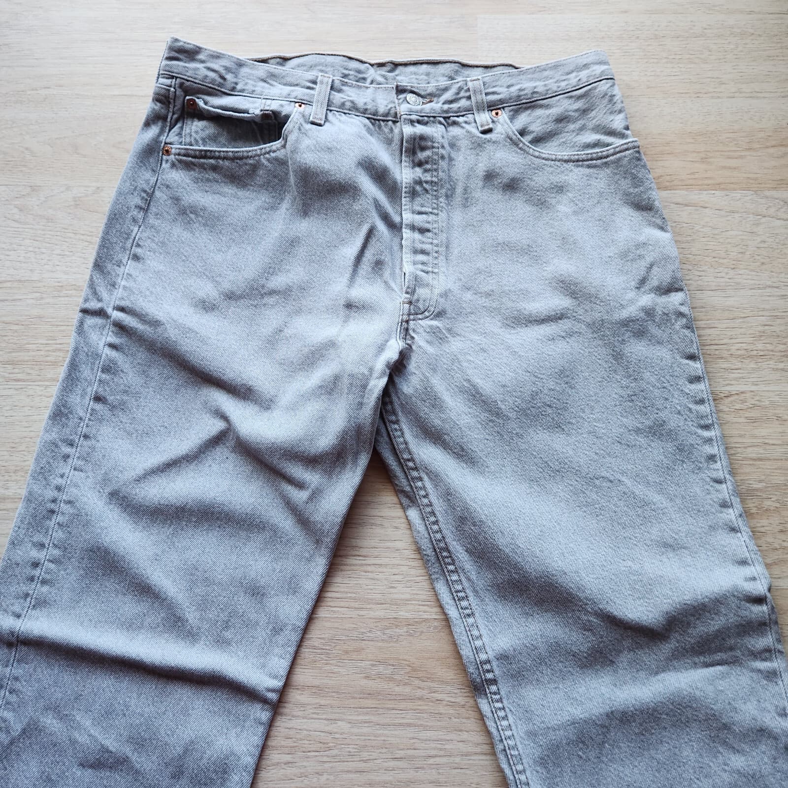 Vintage'90s Levi's 501 Made in USA Straight Leg Button Fly Jeans Grey Men 38x34 - Thumbnail 2