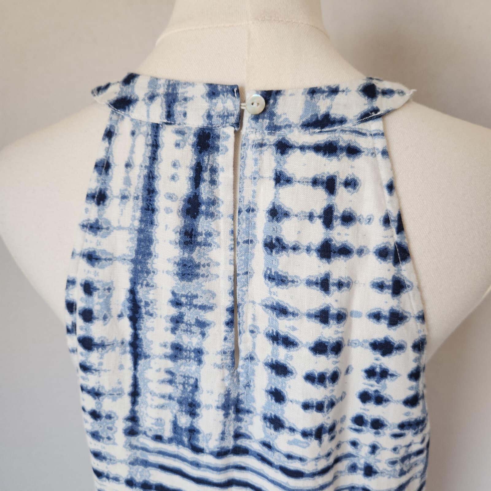 NWoT Cynthia Rowley Linen Tie-Dye Halter Mini Dress Sleeveless Blue White Sz.M - Thumbnail 6