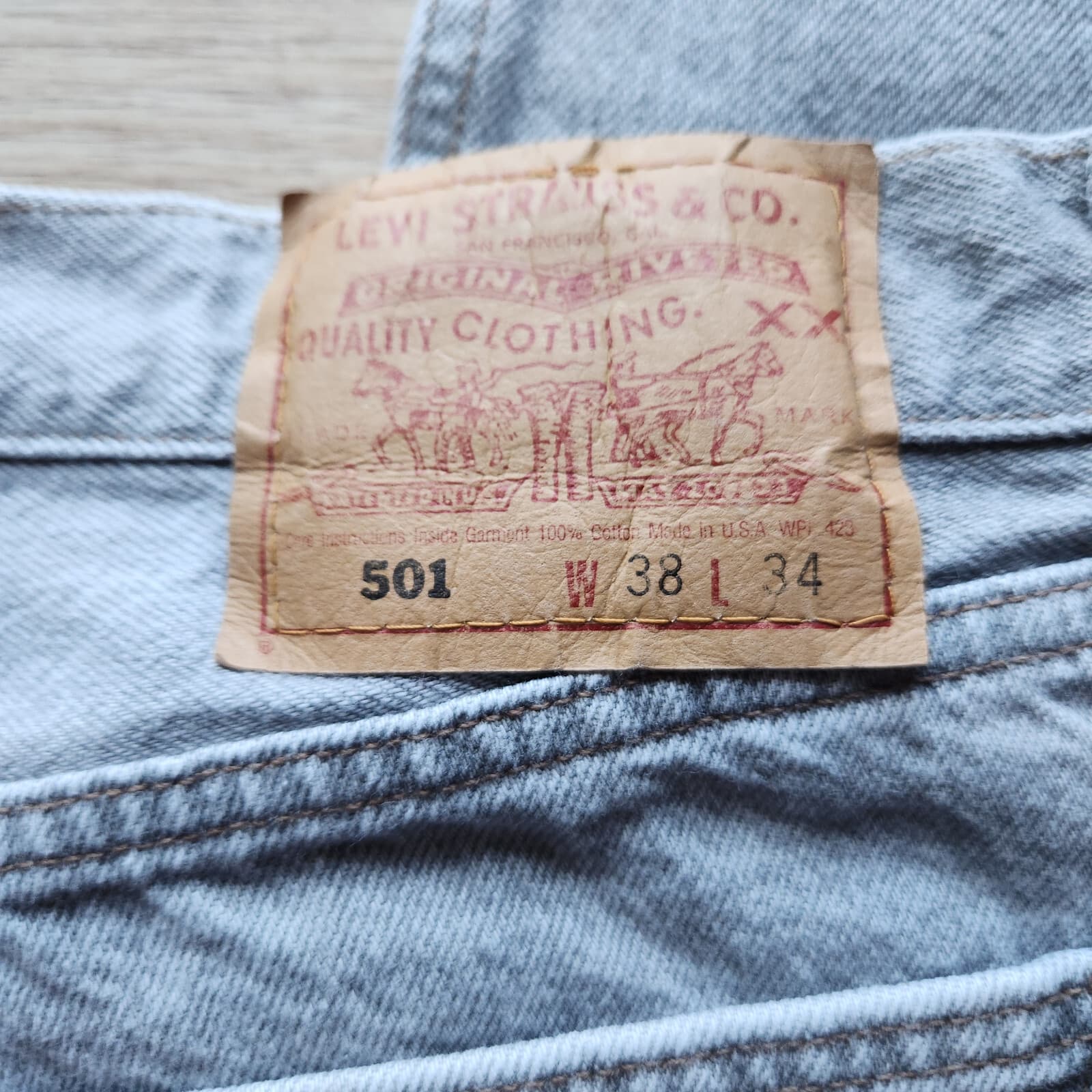 Vintage'90s Levi's 501 Made in USA Straight Leg Button Fly Jeans Grey Men 38x34 - Thumbnail 6