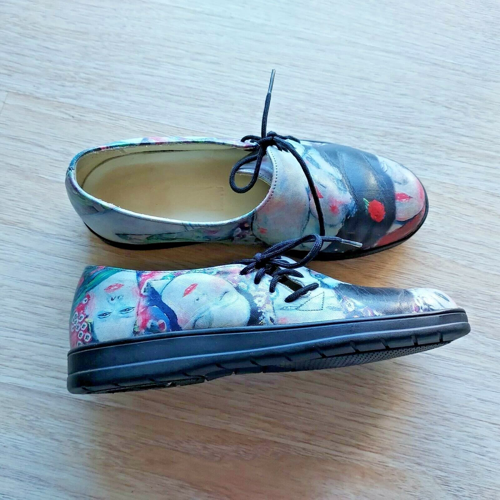 Jeon ICON Wearable Gustav Klimt Art Print Leather Loafers Women US5 Made in USA - Thumbnail 3