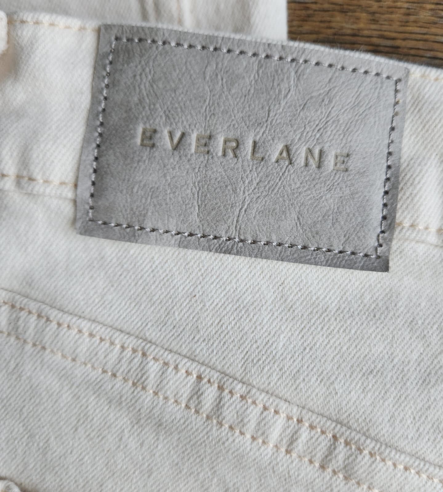 NWT EVERLANE The Original Cheeky Jean High Rise Straight Organic Cotton Cream 27 - Thumbnail 13