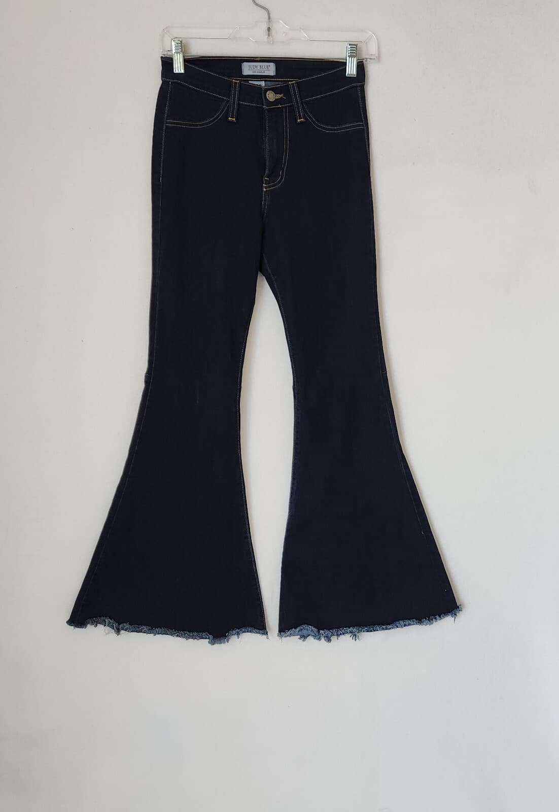 JUDY BLUE Tiffany High Rise Bell Bottom Flare Jean Raw Hem Stretch Blue Sz.1/25 - Thumbnail 2