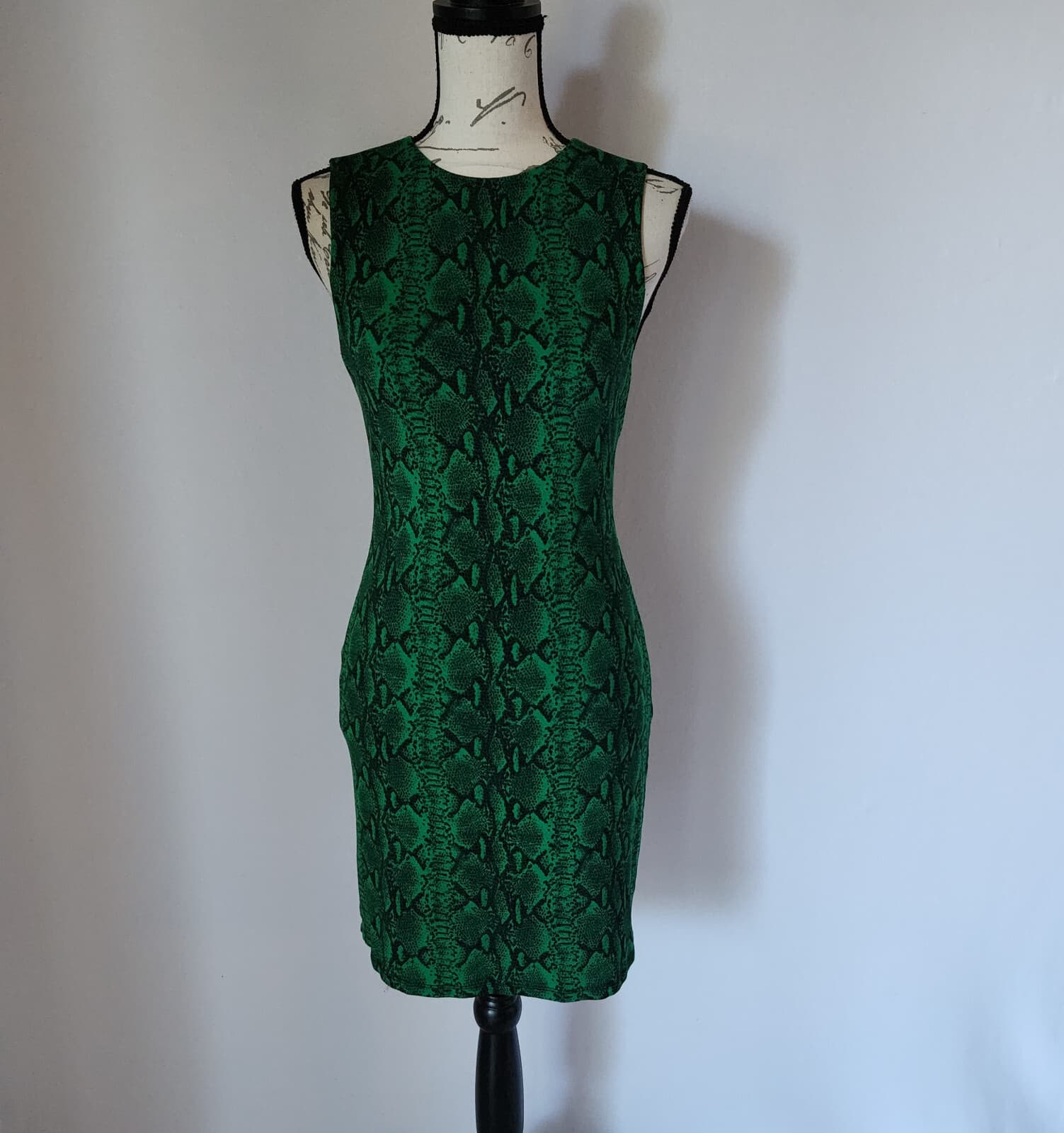 Alice + Olivia Delora Snake-Print Sleeveless Crewneck Mini Dress Green Women's 6 - Thumbnail 4