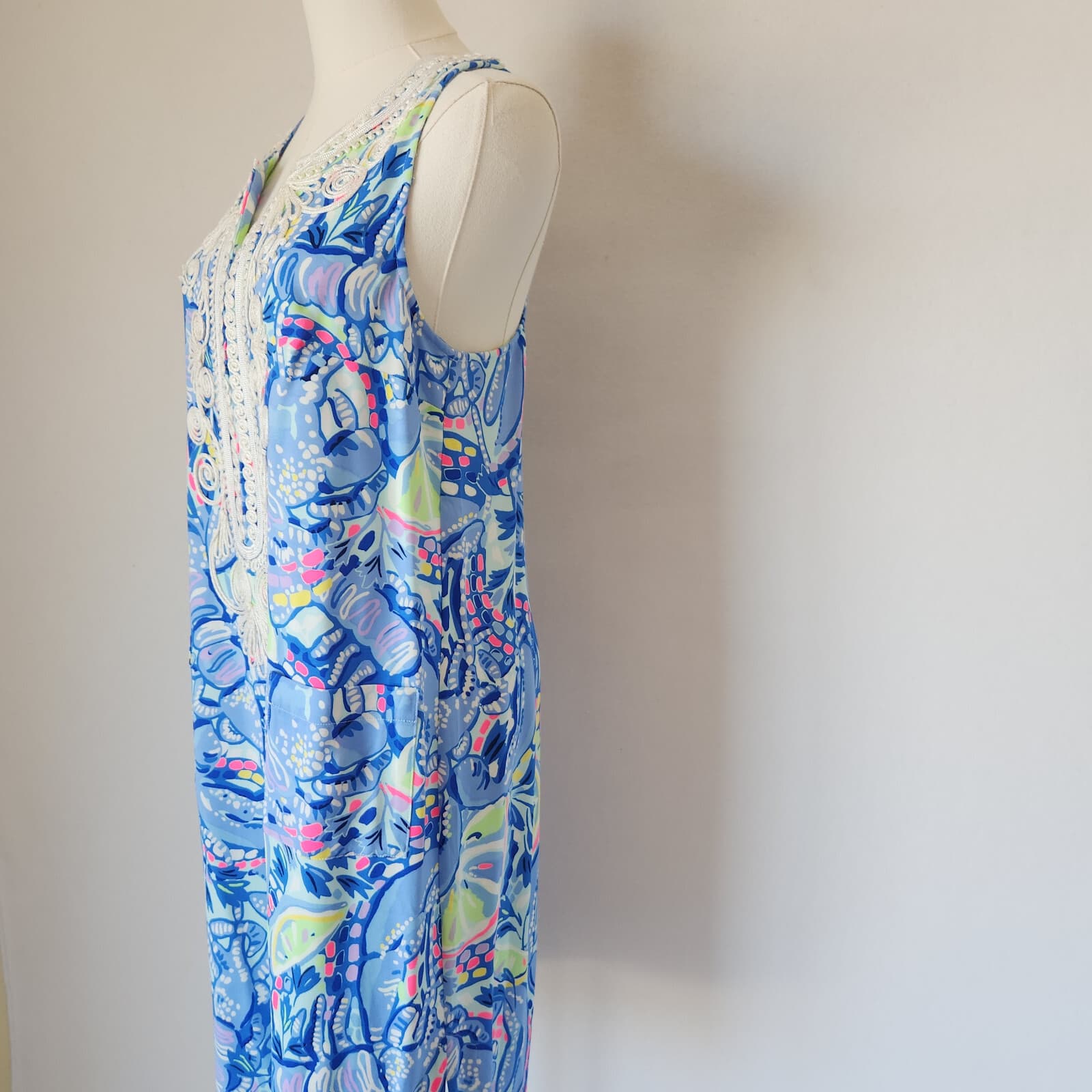 Lilly Pulitzer Carlotta Corded Lace Shift Dress Sleeveless Blue Peri Pinch Sz.4 - Thumbnail 6