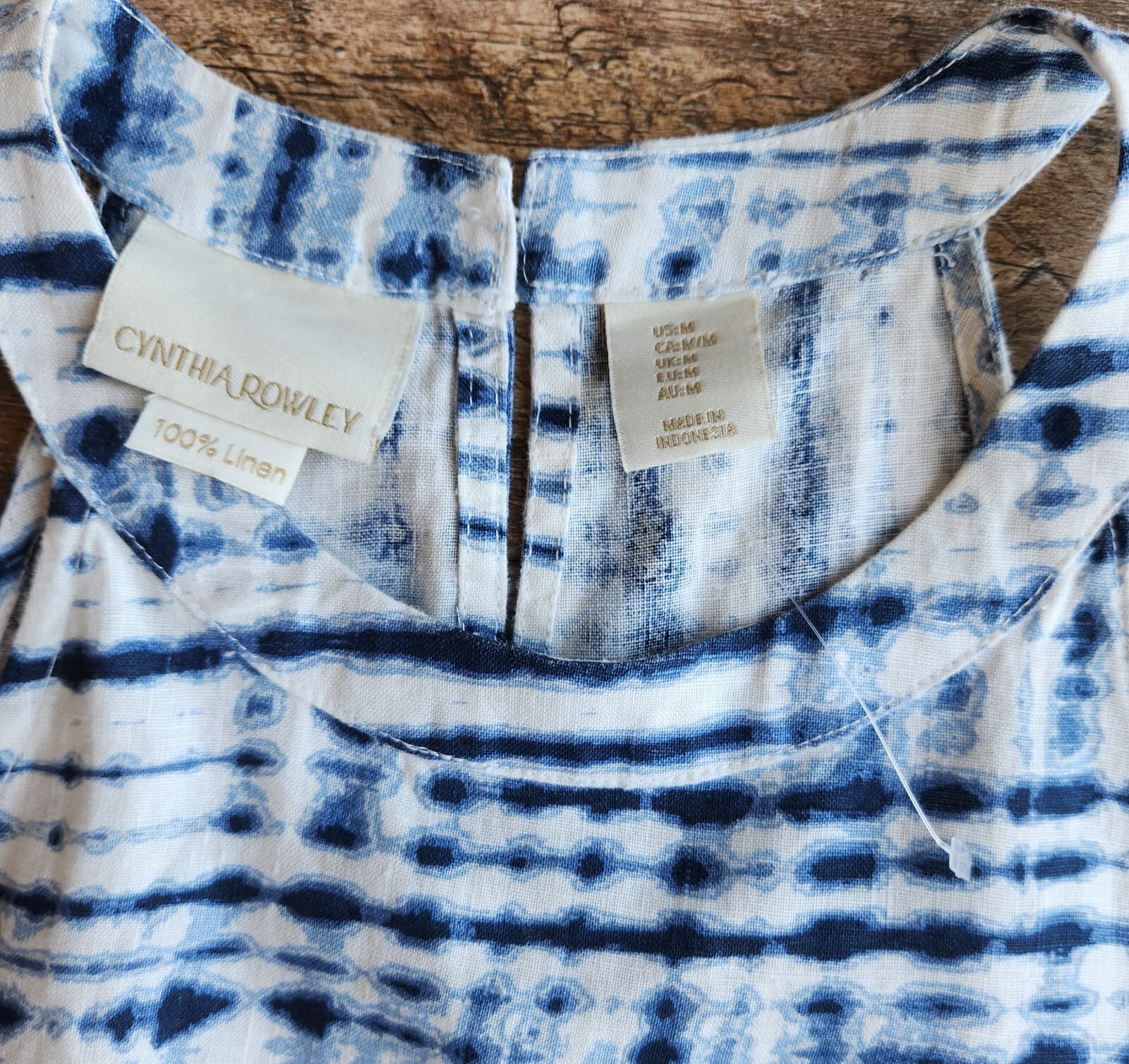NWoT Cynthia Rowley Linen Tie-Dye Halter Mini Dress Sleeveless Blue White Sz.M - Thumbnail 9
