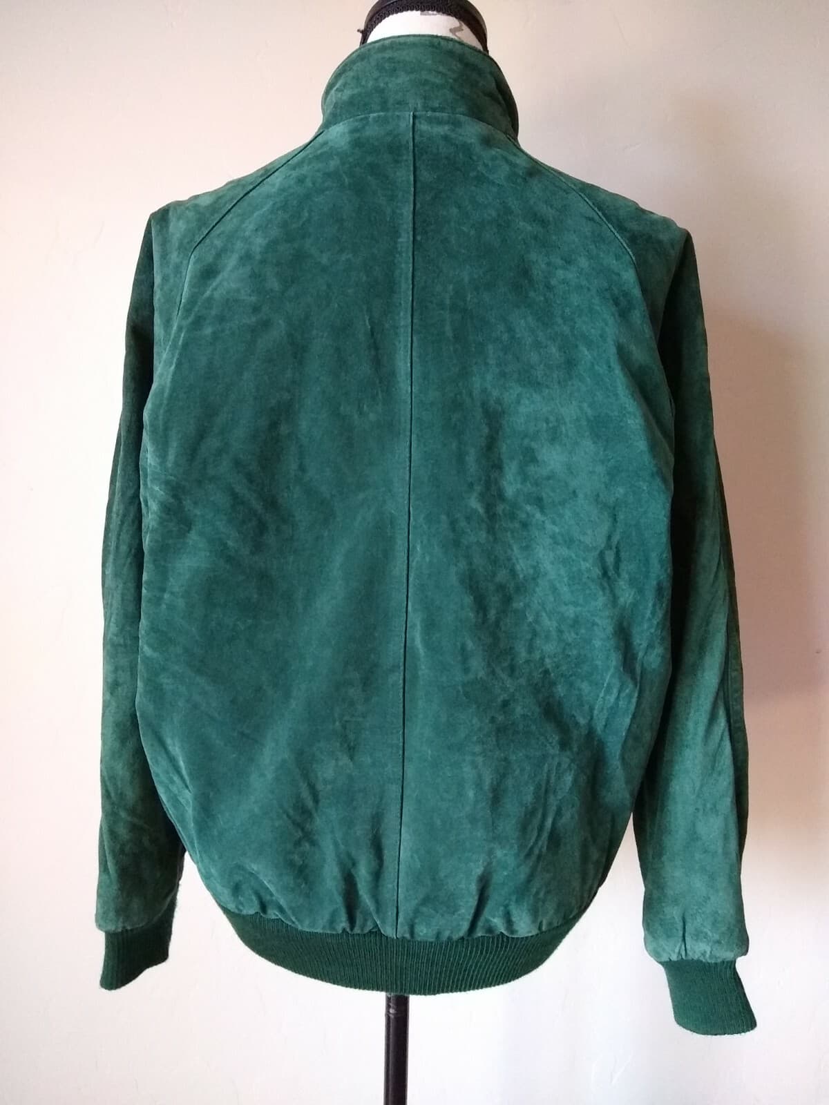 Rock Creek Uni-sex Suede Leather Bomber Jacket Green Zip Pockets Lined Filler M - Thumbnail 4