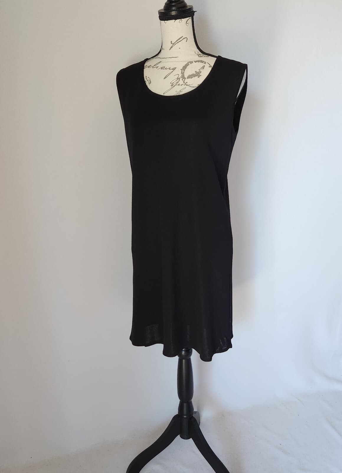 Exclusively Misook Ripped Knit Mini Tank-Dress Tunic Sleeveless Black Women's M - Thumbnail 2