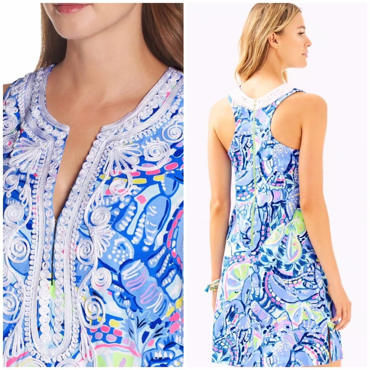 Lilly Pulitzer Carlotta Corded Lace Shift Dress Sleeveless Blue Peri Pinch Sz.4 - Thumbnail 8