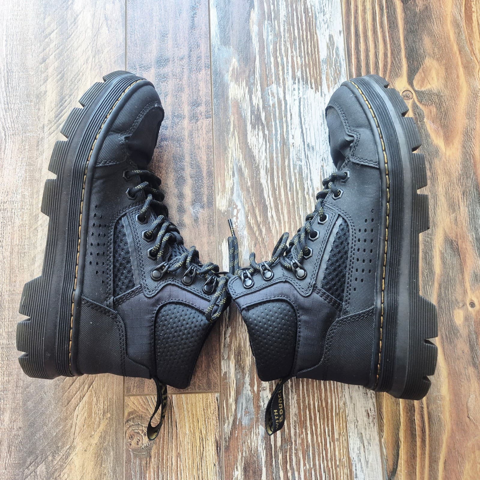 Dr. Martens Rilla Utility Boots Ajax Leather Textiles Lace Black Unisex US M7 W8 - Thumbnail 11