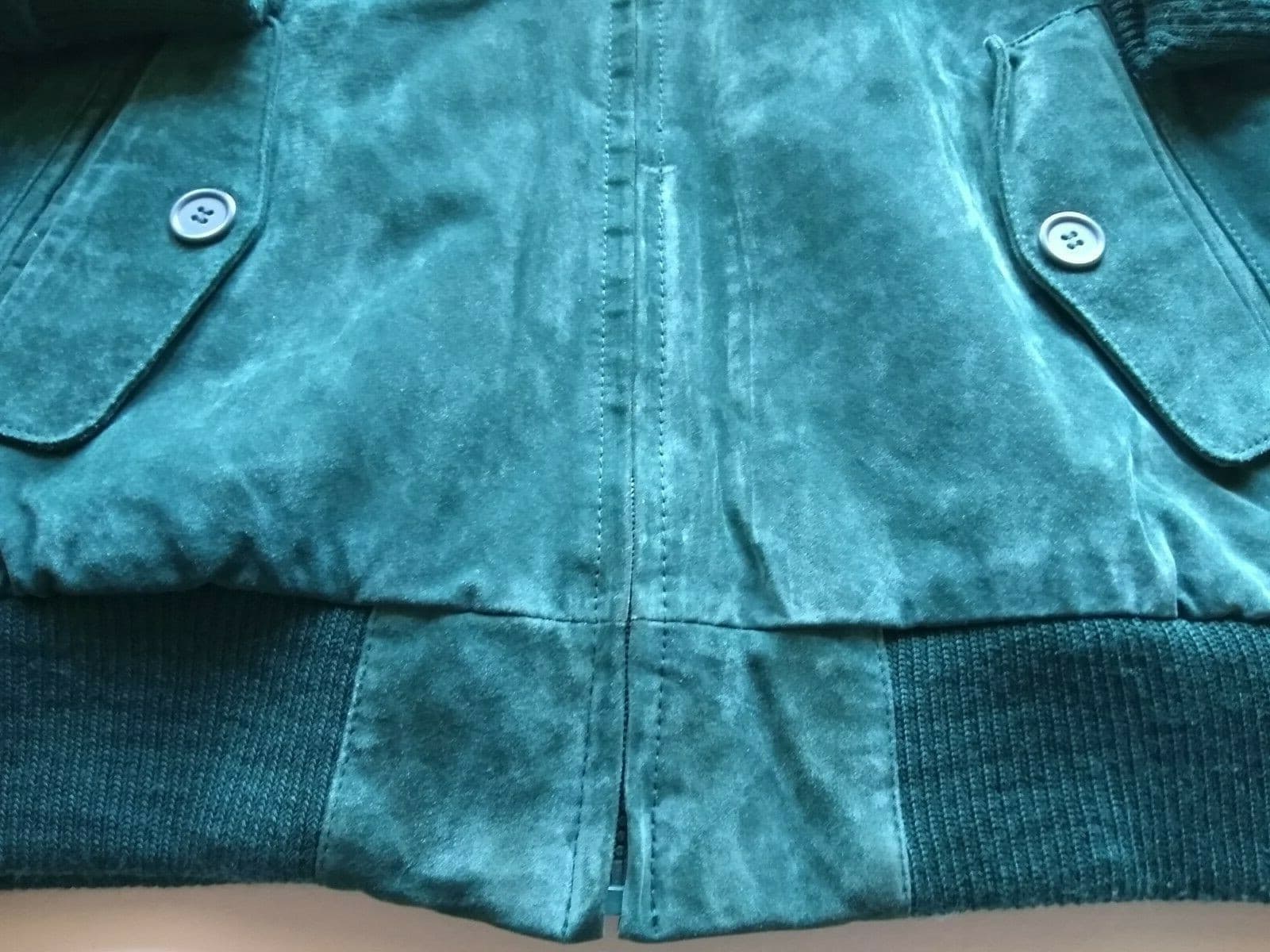 Rock Creek Uni-sex Suede Leather Bomber Jacket Green Zip Pockets Lined Filler M - Thumbnail 7
