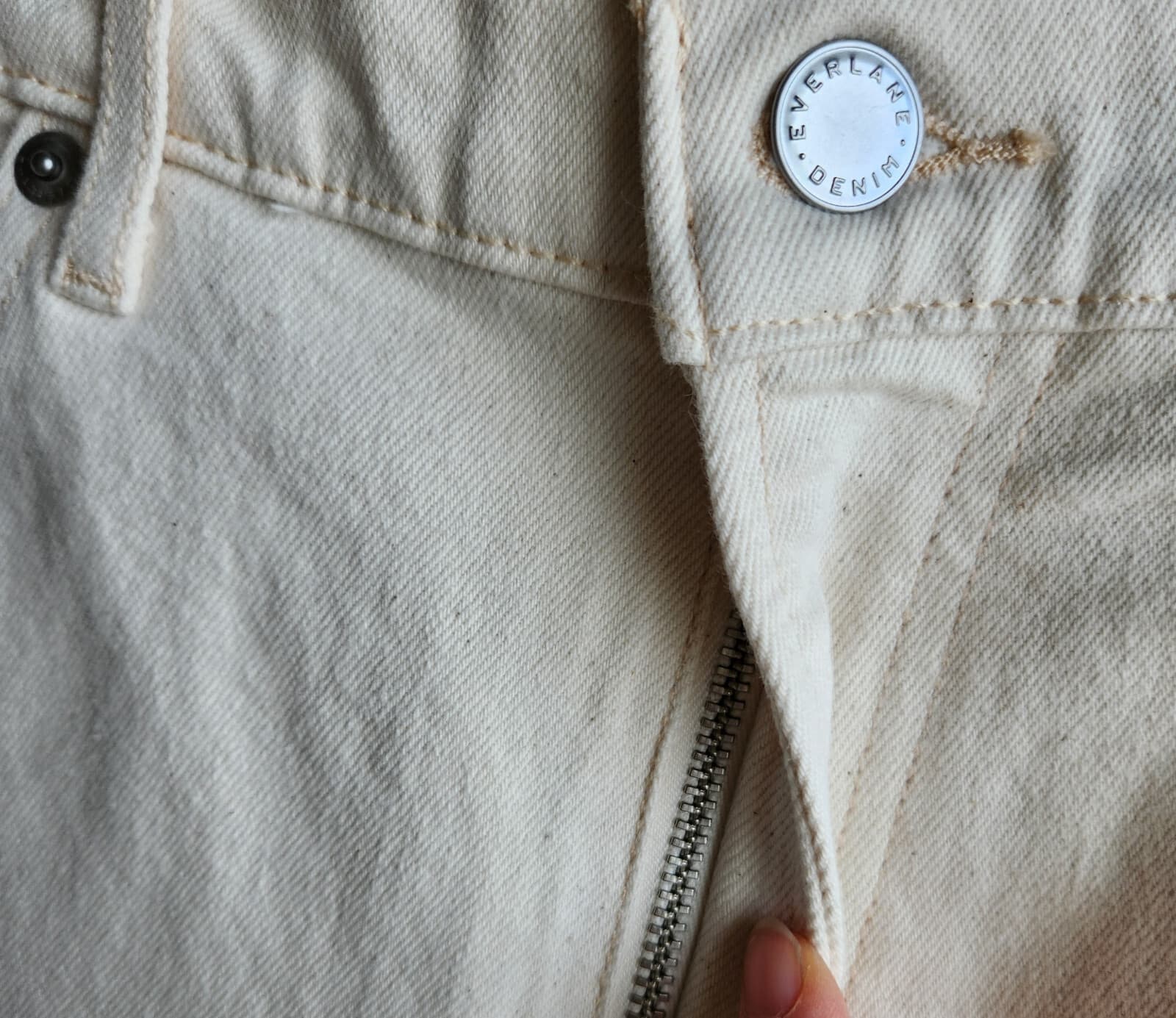 NWT EVERLANE The Original Cheeky Jean High Rise Straight Organic Cotton Cream 27 - Thumbnail 7